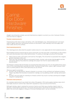 2310 Caring for Door Hardware Finishes