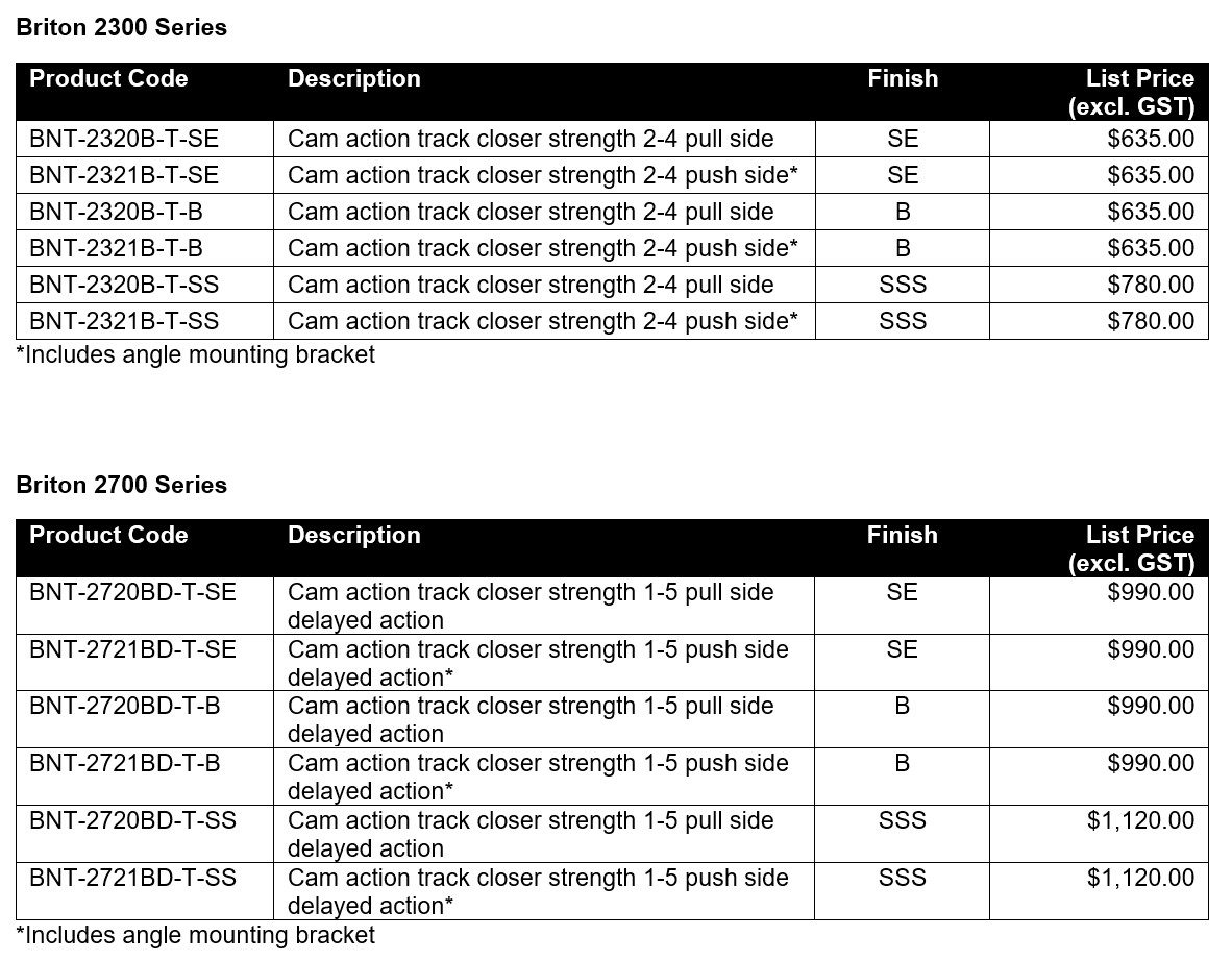 Briton 2300 and 2700 Series Door Closers